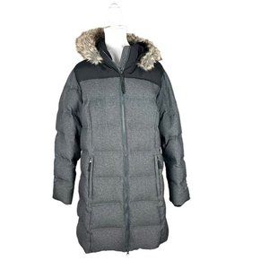 Eddie Bauer Gray Puffer Coat with Faux Fur Hood